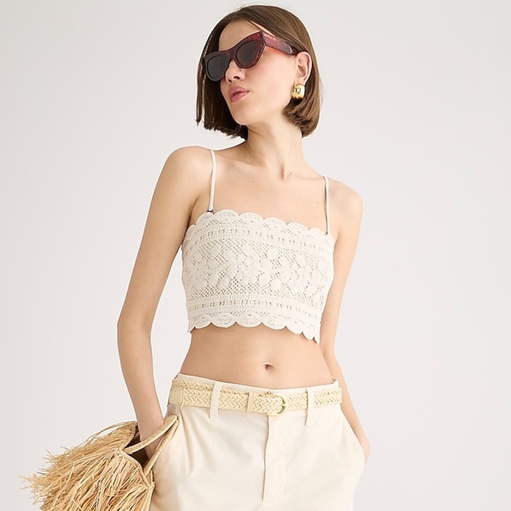 Jcrew Cropped Crochet Tube Top XS NWT